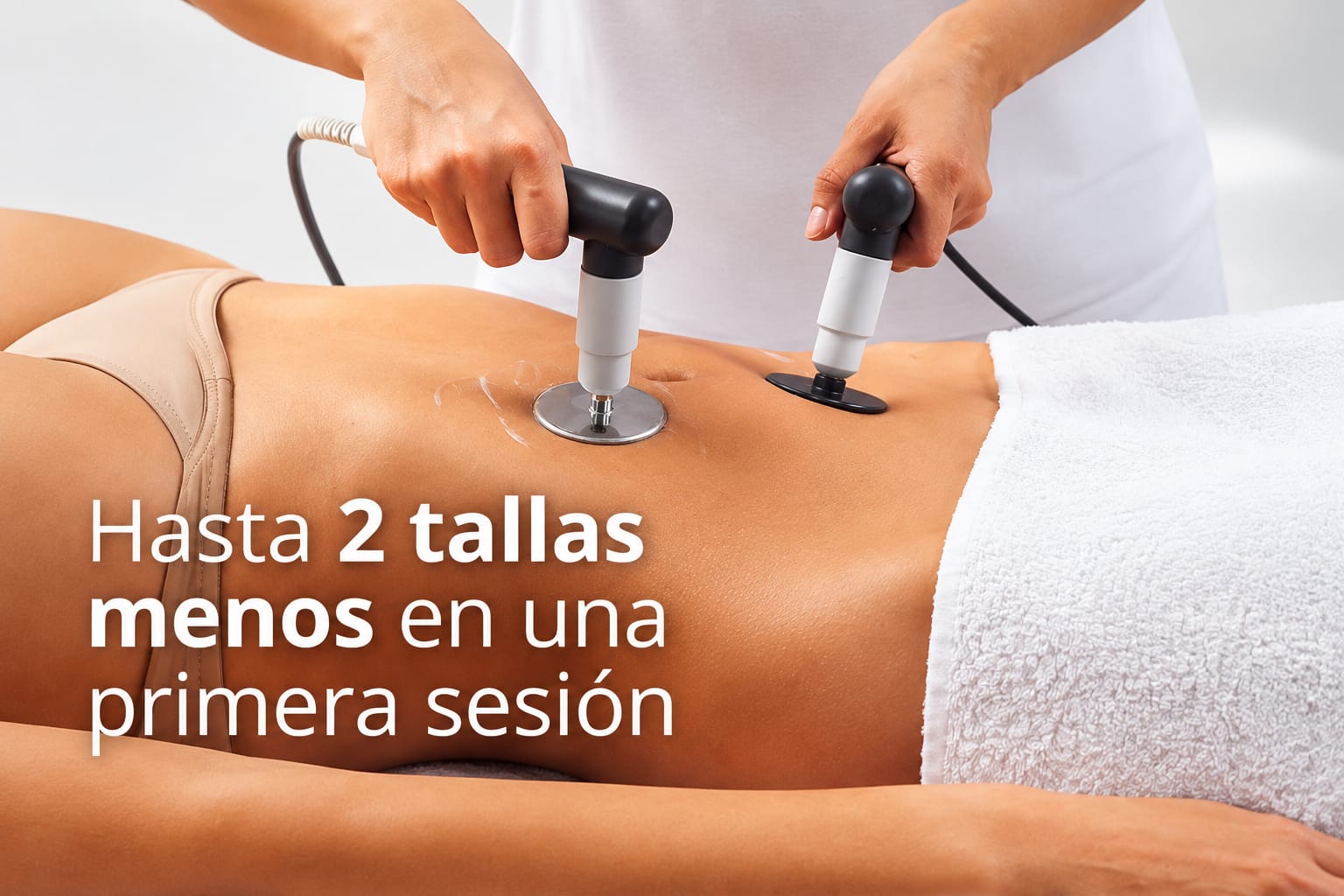Radiofrecuencia corporal con tecarterapia Capenergy en el abdomen, en la cabina de Foot & Body, Madrid